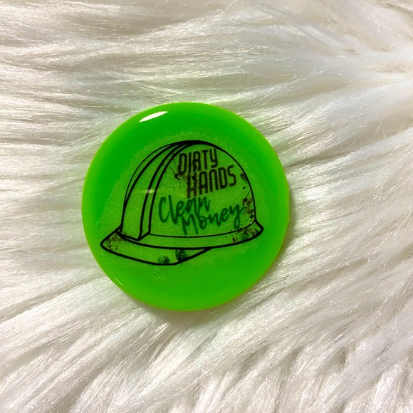 New phone grip stand neon green Dirty Hands Clean Money - Picture 1 of 1